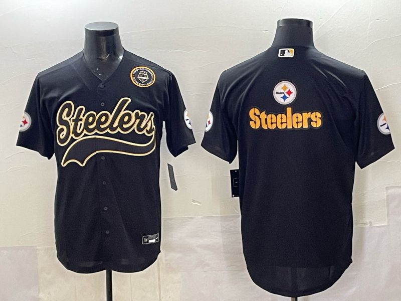 Men 2025 Nike Pittsburgh Steelers Blank Black Joint Name  Limited NFL Jersey style 049
